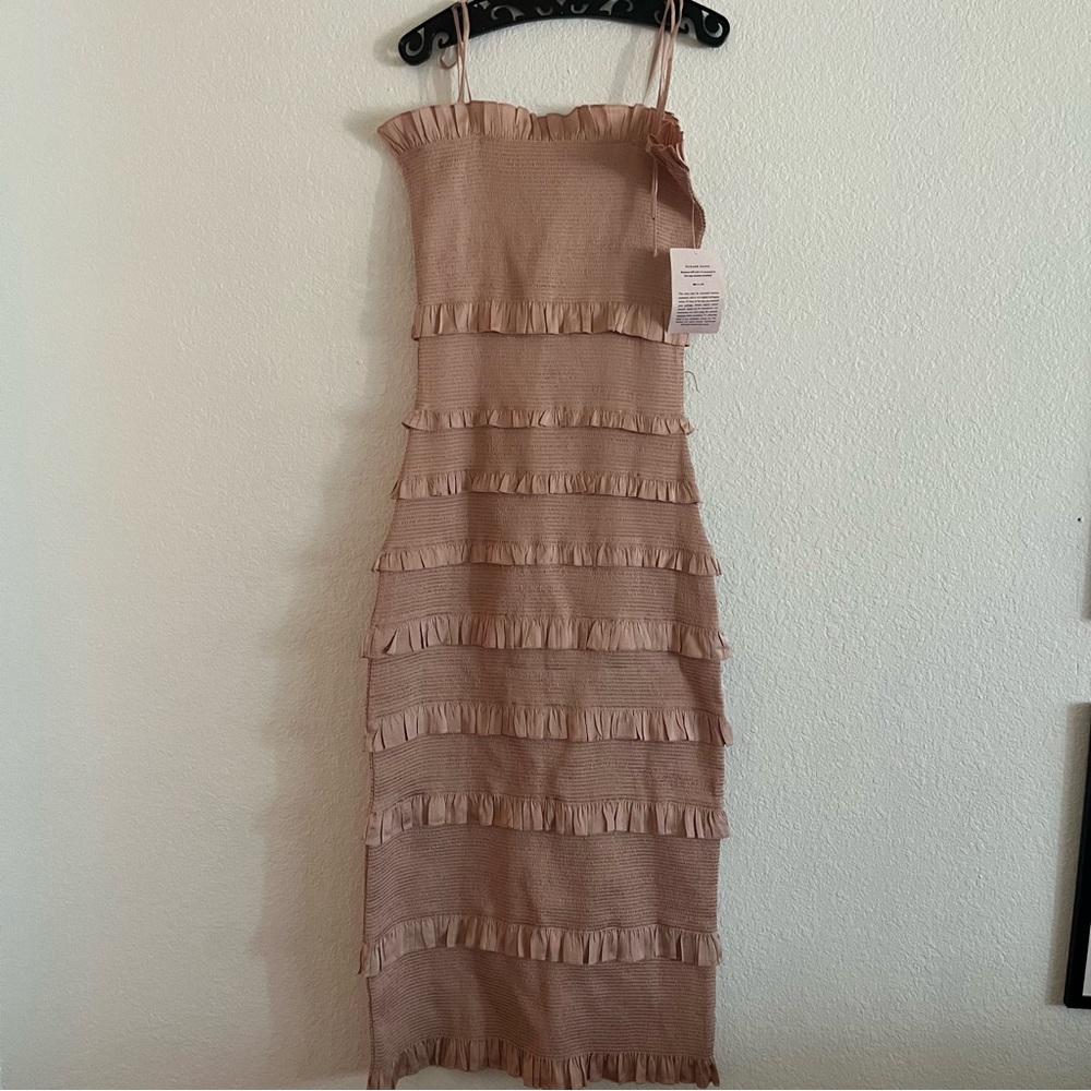 Anthropologie V. Chapman Lily Smocked Bodycon Midi Dress size 6 - Picture 6 of 9